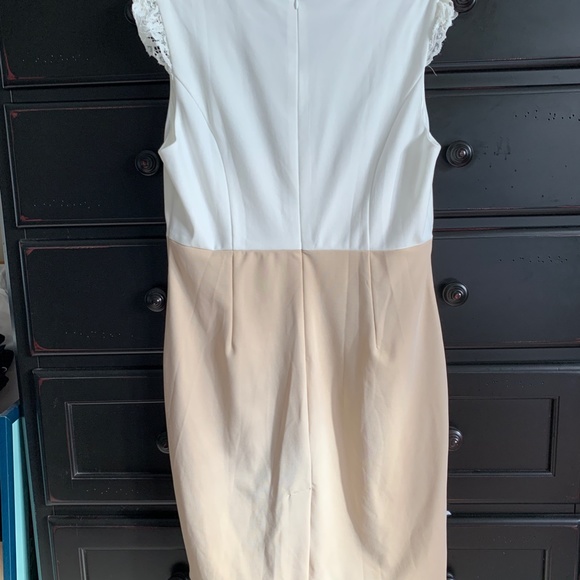 Bodycon Dress, White and Beige, never worn, size 44, zipper, slip - Picture 7 of 9